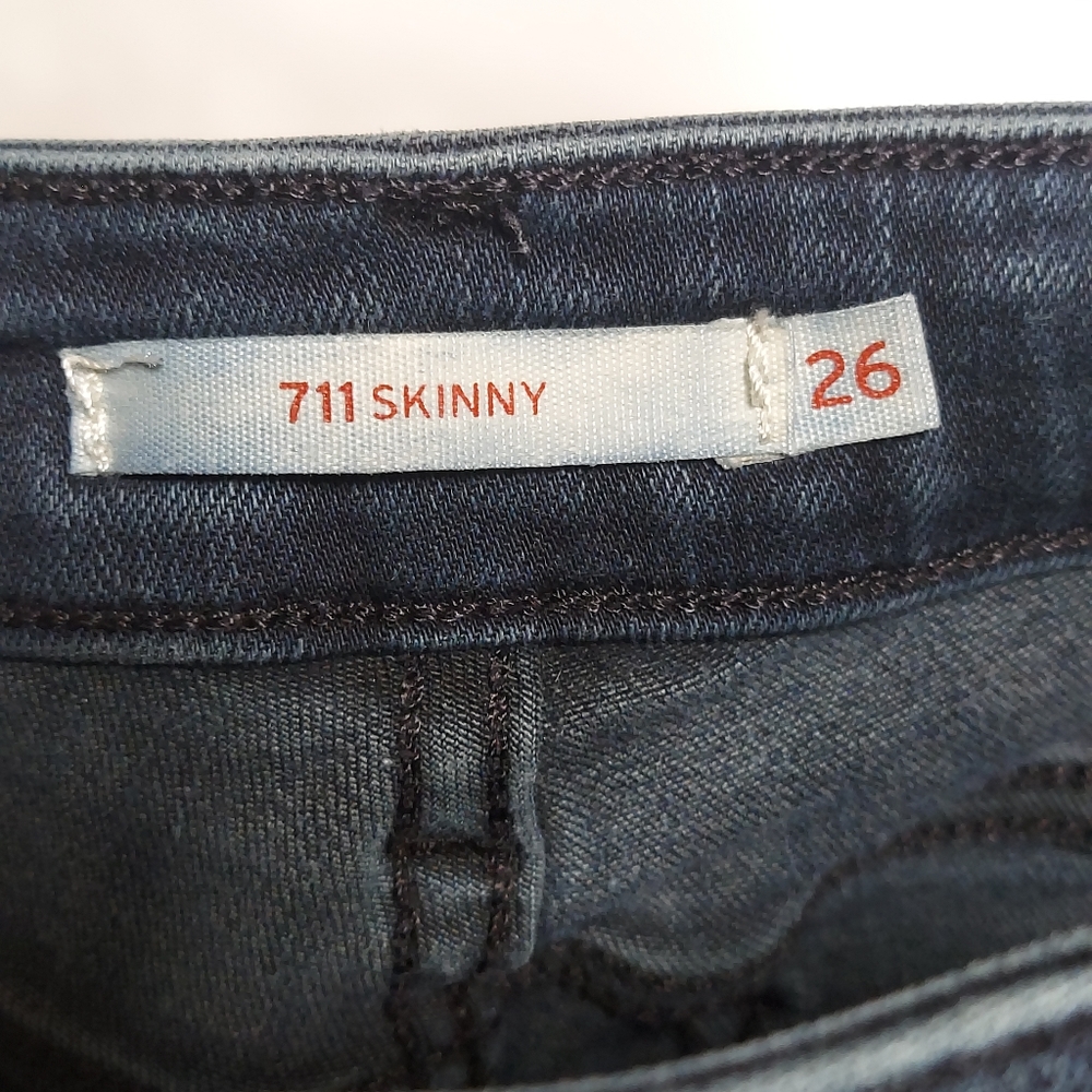 Dark Blue Levis 711 Skinny Jeans - Picture 6 of 8